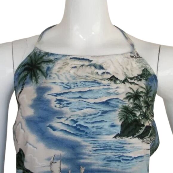 Vintage Mini Dress, XS, Hawaiian Print, Adjustable Halter, No tags - Picture 5 of 9